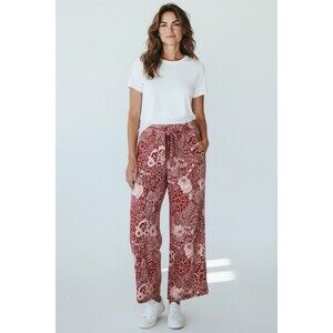Della Mel New Straight Leg Flowy Floral Printed Pants Size XL